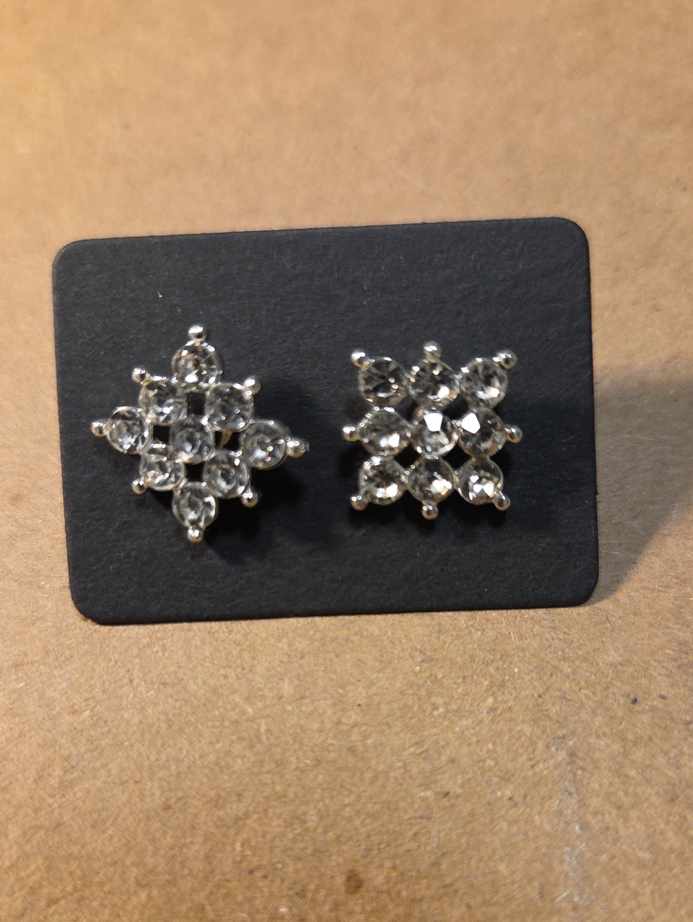 Silver Crystal Cluster Stud Earrings